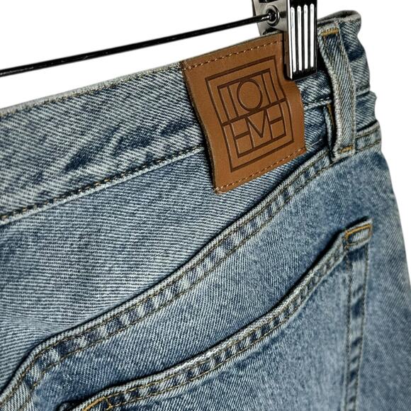 TOTEME Classic Cut Denim Light Wash Ankle Frayed Denim Jeans Women's Size 28 - Picture 6 of 14